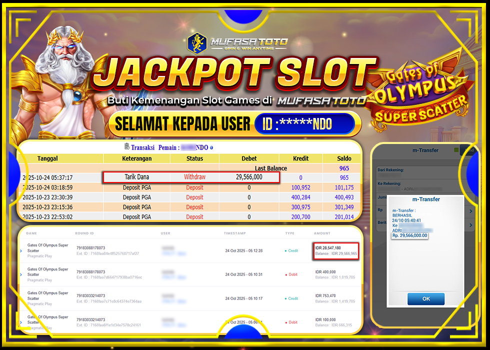 MUFASATOTO JACKPOT PRAGMATIC PLAY Rp.29.566.000|LUNAS